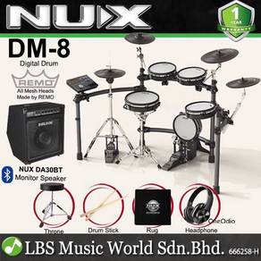 NUX DM-8 5 Piece Electronic Drum Set w/Nux DA30BT