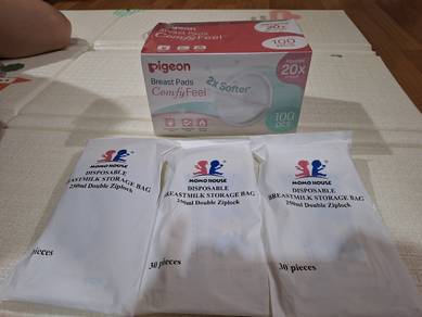 Pigeon Breast Pad and breast milk storage bag