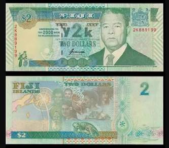 Fiji Y2K 2 Dollars 2000  - Pick P102a  unc
