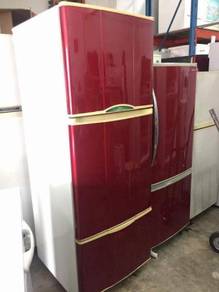 National red 3 doors fridge Peti Sejuk Ais