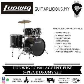 Ludwig LC1901 Accent Fuse 5-Piece Drums Set -Black