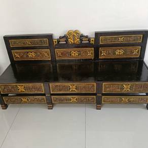 Antique 3 Seater Carved Wooden Chair 