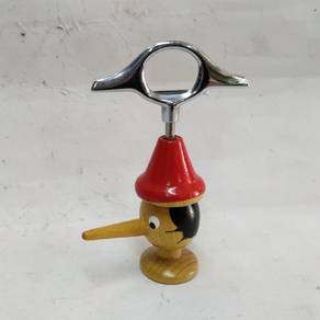 Pinocchio wooden bottle opener and cork screw