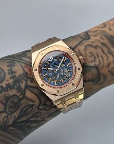 Custom Seiko Mod 42mm Navy Skeleton Rose Gold AP