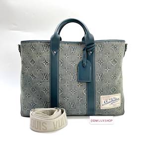 Preloved LV Weekend NM Denim Tote Bag