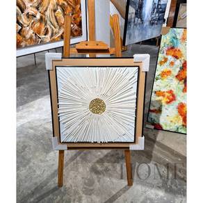 Geometric Wood Block Wall Art , Black Frame (A)