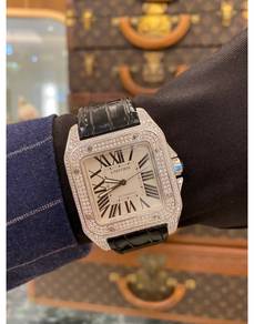 Cartier Santos 100 Diamond Case REF3774 White Dial