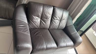 2 Seater Leather Sofa Black
