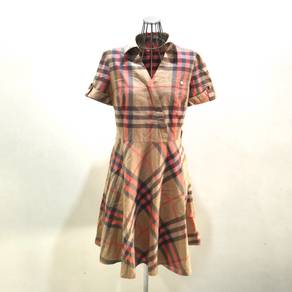 Burberry London Beige Nova Checked Cotton Dress