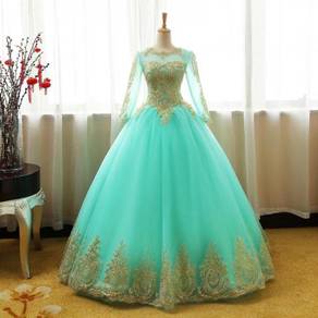 Mint long sleeve Wedding Gown Dress prom RB0729