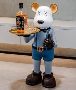 66cm Cartoon Coffee Bearbrick Violent Bear Statue