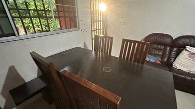 Solid Wood Dining Table + 4 Teak Chairs