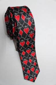 SLIM Playing Card Poker Game Hearts Small Neck Tie