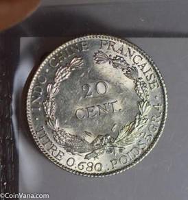 French indo-china 20 cent silver coin 1937