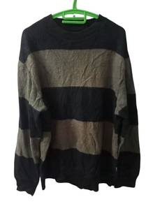 61.Stüssy Striped Crewneck FLEECE Sweatshirt Size