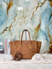 Prada Glace Calf Twin Pocket Tote Bag