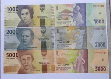 Indonesia 2016 1000 2000 5000 rupiah unc