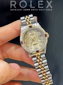Rolex Datejust 26mm 69173 half gold diamonds bezel