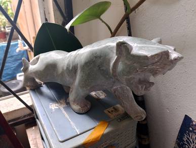 Rare Hand-Carved Stone Tiger Sculpture 