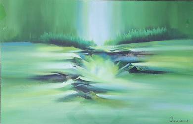 Flowing River of Green Mist