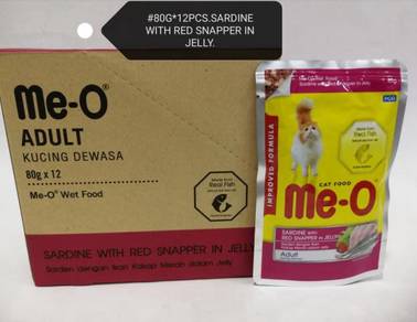 12Packs Me-O Cat Pouch Food 80gram Sardine Snapper