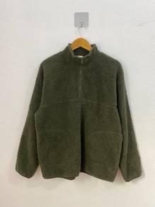GU Japan Olive Green Fleece Pullover Jacket