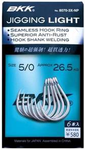 Bkk light jigging needle point hooks 8070-3x-np