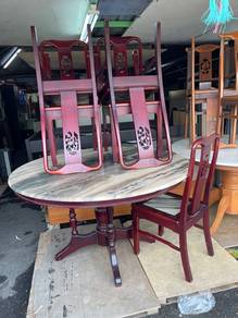 Meja marbel bulat 6 kerusi