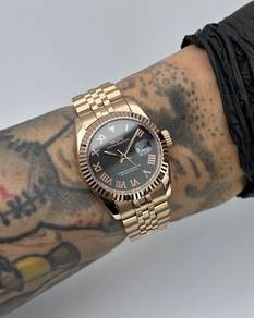 Custom Seiko Mod 31mm Black Roman Rose Gold
