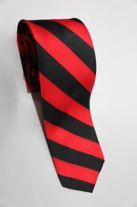 SLIM Red Black #1 Quality Striped Formal Neck Tie