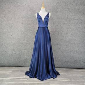 Blue sexy evening prom dinner gown dress wedding