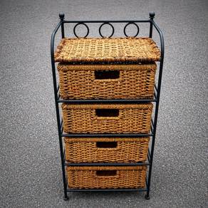 Wicker Basket Storage Cabinet with Metal Frame