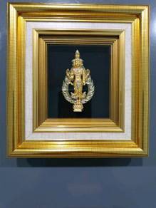 4-Face Buddha in Golden Frame 6"x6-1/2
