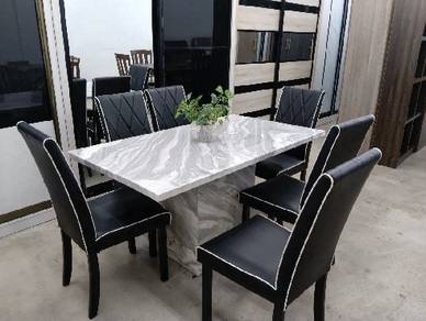 New Luxury 6-Seater Marble Dining Table Set 
