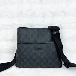 Gucci black Charcoal GG Coated Canvas Flat
