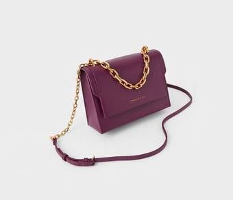 Charles & Keith CHAIN LINK EMBOSSED CROSSBODY BAG