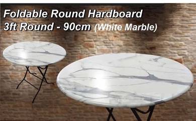 Meja Bulat Lipat | 3ft / 4ft Round Marble Folding