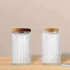 Glass Storage Jars with Wooden Lid