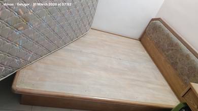 Customized wooden bedframe and mattress