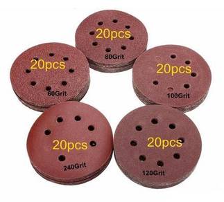 100pcs 5 inch 125mm 8 Hole Orbit Sand Paper 60-240