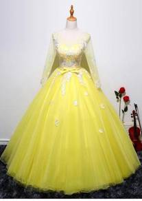 Yellow wedding bridal prom dress gown RB0411
