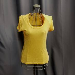 Michael Kors Womens Yellow Short Sleeve Round Neck