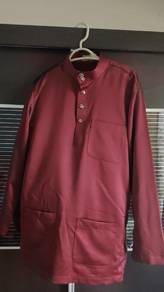 baju melayu bulan bintang tailor fit maroon 