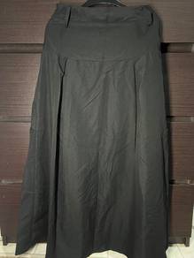 Black High Waist A-Line Midi Skirt