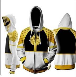 Power Rangers hoodie jacket yellow white RBT0105