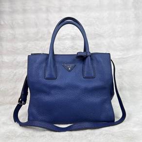 Prada Vitello Daino Leather Tote Blue bag