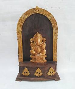 Vintage Ganesha on Throne Hand Carved Elephant Ind