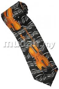 Violin Cello Musical Instrument 3 Cartoon Neck Tie