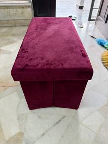 Maroon Velvet Ottoman with Storage