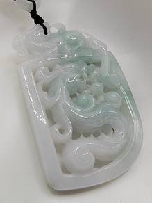 Icy Ice Light Green Jadeite Jade Dragon Pendant